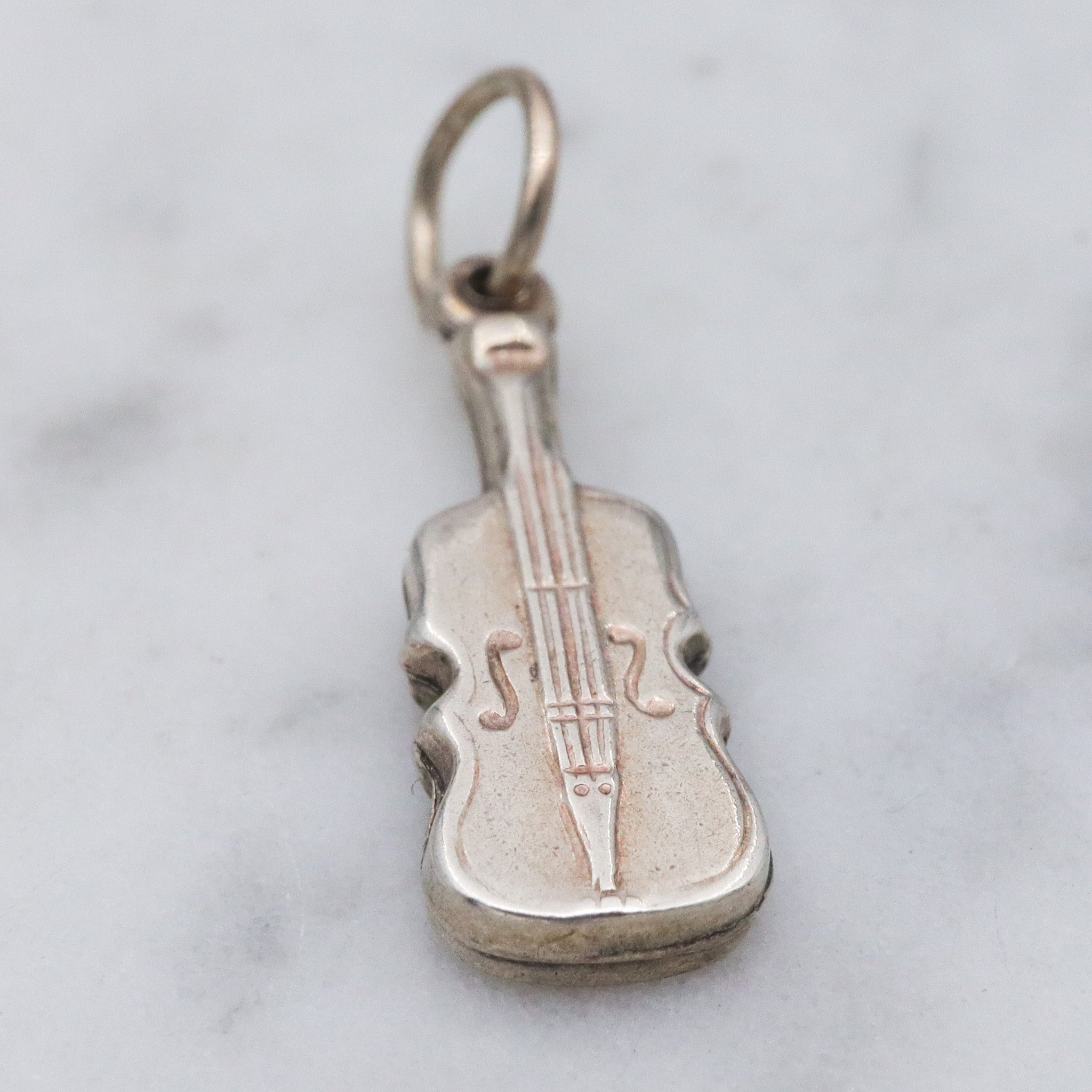Vintage sterling silver cello charm pendant